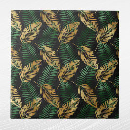 Azulejo Palm de oro verde tropical deja glam