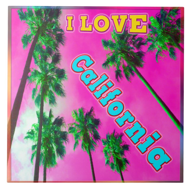 Azulejo "Palm Sky: me encanta California 3" Tile (Frente)