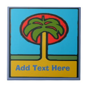 Azulejo Palm Tree Beach, Tile, añadir o editar texto Tile