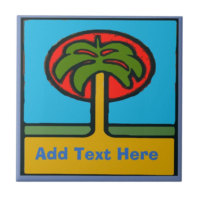 Azulejo Palm Tree Beach, Tile, añadir o editar texto Tile (Frente)
