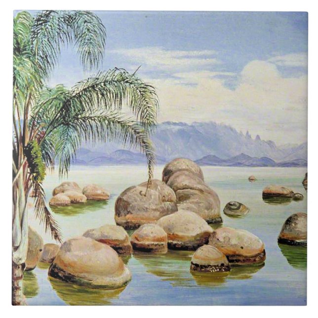 Azulejo Palm Trees and Boulders, Bay of Rio, (Frente)