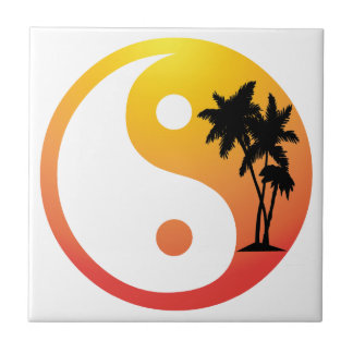 Azulejo Palmeras al atardecer Yin Yang Tile