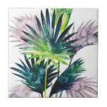 Azulejo Palmeras alumbradas- Pisos de palma<br><div class="desc">"Twilight Palms III" de Grace Popp. La vegetación tropical tiene un estilo acuático.</div>