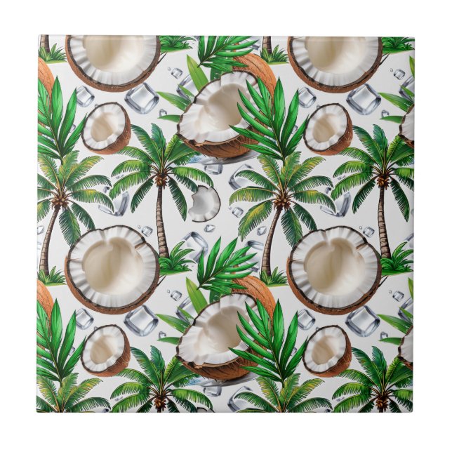Azulejo Palmeras de coco diseño tropical (Frente)