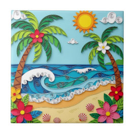 Azulejo Palmeras en la Playa 