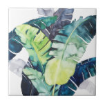 Azulejo Palmeras iluminadas - Hojas de palma<br><div class="desc">"Twilight Palms II" de Grace Popp. Presenta una colección de vegetación tropical en un estilo acuático.</div>