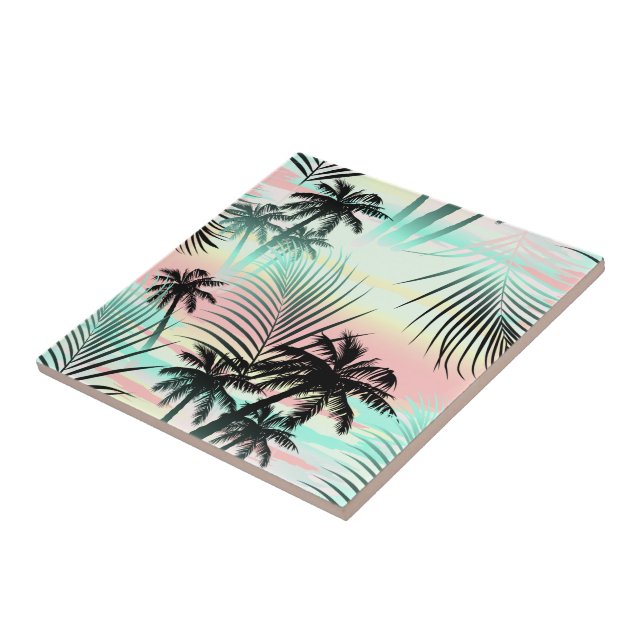 Azulejo Palmeras negras al atardecer (Lado)