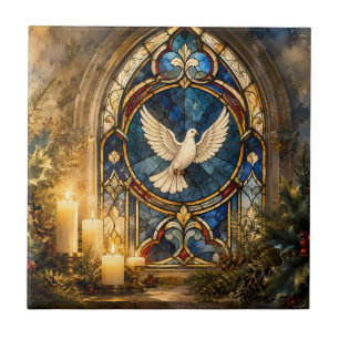 Azulejo Paloma de Vidrio Emplomado Navidad Ventana