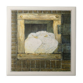 Azulejo Palomas blancas en la ventana Arte victoriano hola