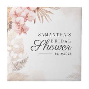 Azulejo Pampas Grass Boho Bridal Shower Terracotta Tan