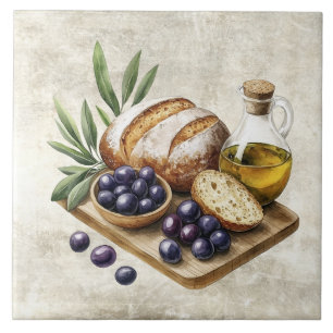 Azulejo Pan de acuarela Olivas Toscana Textura Falsa