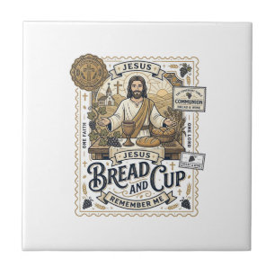 Azulejo Pan Y Copa Jesús Comunión Fe Cristiana Vint