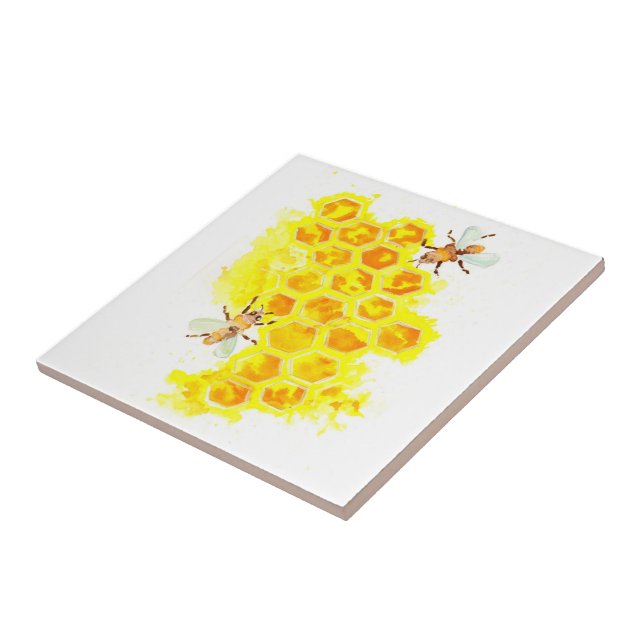 Azulejo Panal y abejas acuarela (Lado)