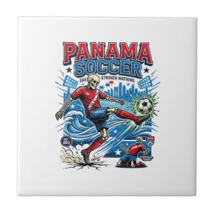 Azulejo Panamá Fútbol Esqueleto Delantero Naciones Cartel