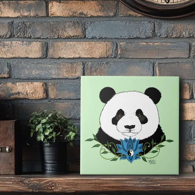 Azulejo Panda Bear Lotus Flower Blue (Subido por el creador)