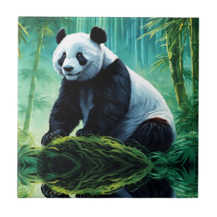 Azulejo Panda gigante en el bosque de Bambú