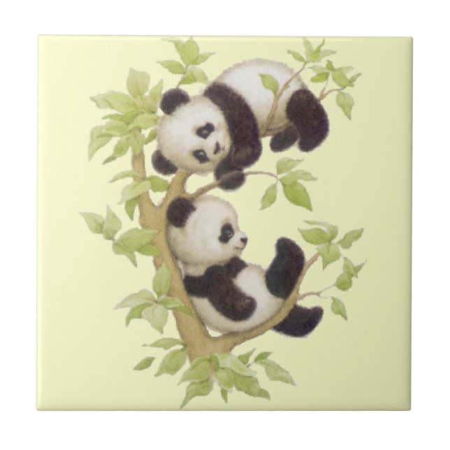Azulejo Panda que juega en un árbol (Frente)