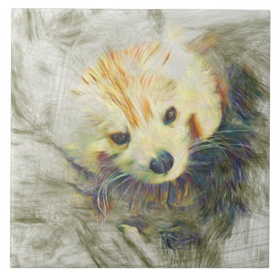 Azulejo Panda rojo animal artístico