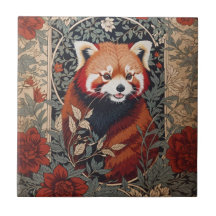 Panda Rojo Elegante William Morris Inspirado Flora