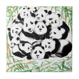 Azulejo Pandas - Big Hugs - Cute - Gracioso - Arte acuarel