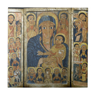 Azulejo Panel central del tríptico con Maria y su hijo