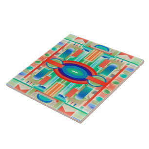 Azulejo Panel Geo-Abstracto de Simetría Vibrante