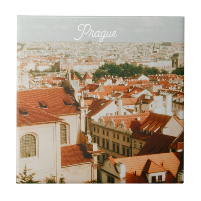 Azulejo Panorama de la ciudad de Praga Recuerdo (Frente)