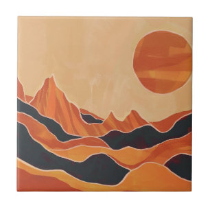 Azulejo Panorama del desierto de Boho con el sol Minimalis