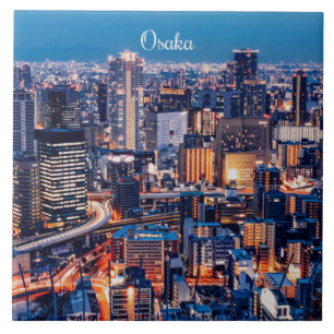 Azulejo Panorama urbano de Osaka Japón