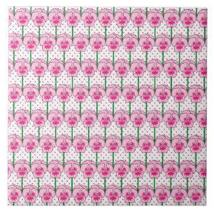 Azulejo Pansias rosas - patrón de papel pintado retro