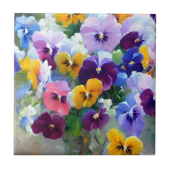Azulejo Pansies Coloridas  (Frente)