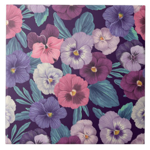 Azulejo Pansitas coloridas sobre violeta profundo