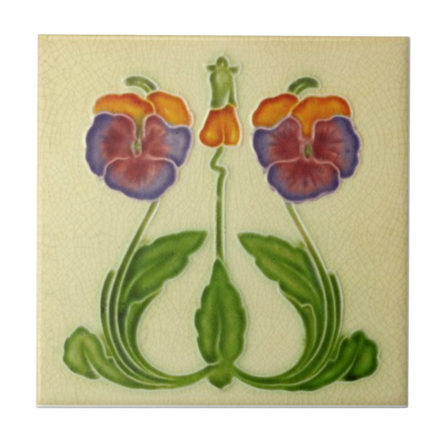 Azulejo Pansitas florales de estilo Art Nouveau repro (Frente)