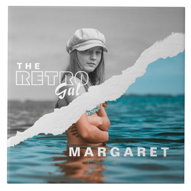 Azulejo Pantalla retro de fotografía retratada en blanco y (Frente)