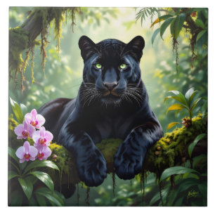 Azulejo Pantera negra en la selva