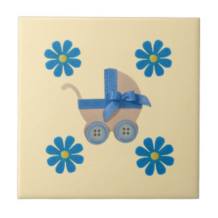 Azulejo Pañuelo de bebé morado de primavera, flores púrpur