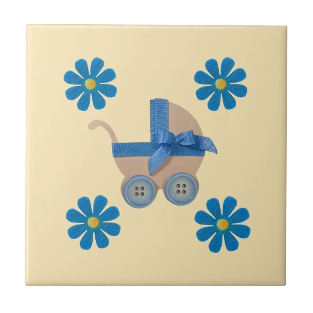 Azulejo Pañuelo de bebé morado de primavera, flores púrpur (Frente)