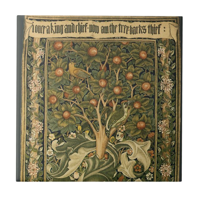 Azulejo Pañuelo de madera por William Morris, arte textil  (Frente)
