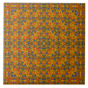 Azulejo Pañuelo naranja de patrón multicolor brillante