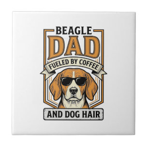 Azulejo Papá Beagle Impulsado por Camiseta de Café y Pelo