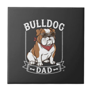 Azulejo Papa Bulldog Perro Gafas de Sol Bandana