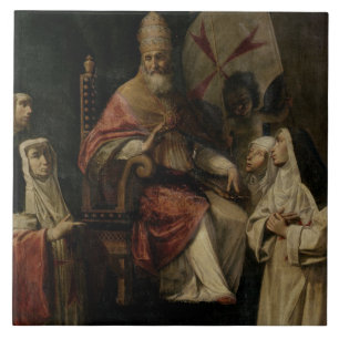 Azulejo Papa Clemente VIII que bendice a las monjas