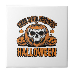 Azulejo Papá de gimnasia Halloween Calabaza vintage calave