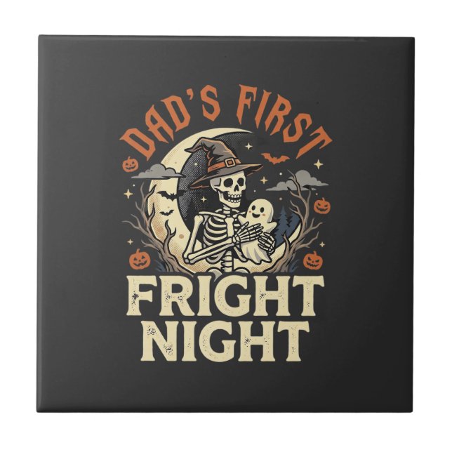 Azulejo Papá de Halloween primera noche de terror (Frente)