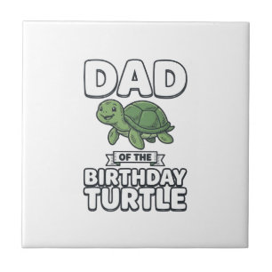 Azulejo Papá de la Tortuga de Cumpleaños Diseño Divertido 