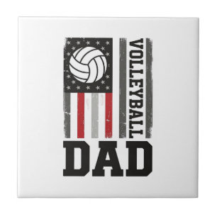 Azulejo Papá de voleibol bandera americana grabado vintage