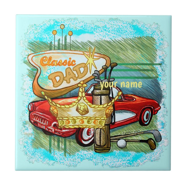 Azulejo Papá del golf clásico (Frente)