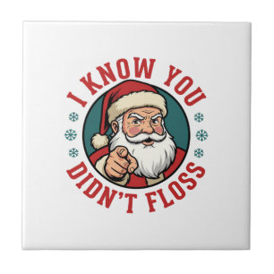Azulejo Papá Noel Divertido No Usó Hilo Dental Dentista de