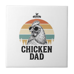 Azulejo Papá Pollo Vintage Atardecer Divertido Camiseta Am