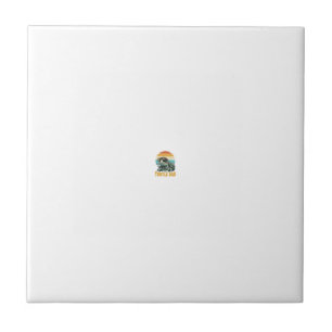 Azulejo Papá Tortuga Grabado Vintage Atardecer Retro Vecto